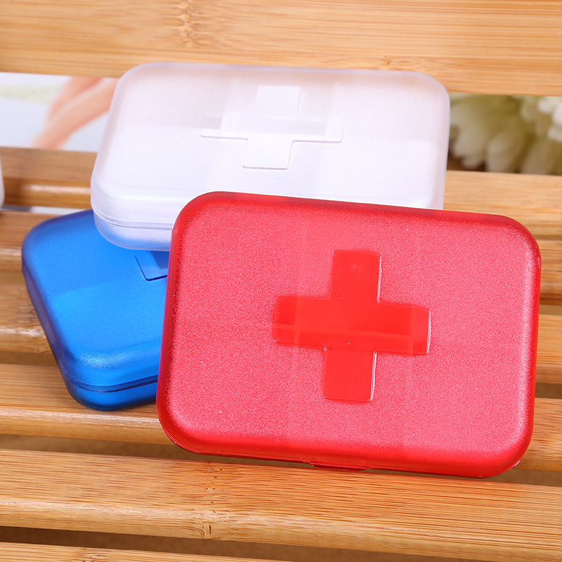 十字6格迷你收纳盒塑料 可爱实用便携创意随身长方形小药盒厂家