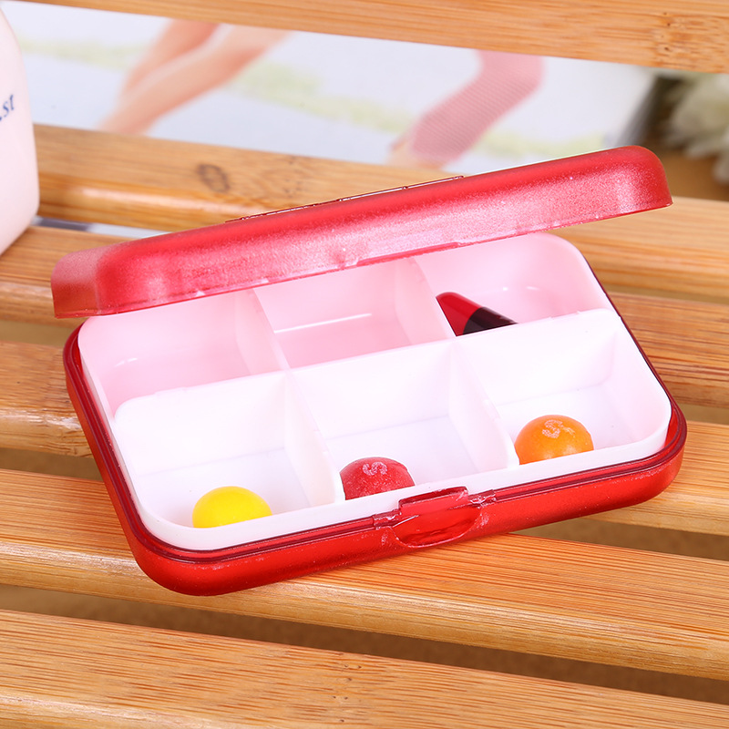 Cross 6-compartment mini storage box, plastic, cute, practical, portable and creative rectangular medicine box manufacturer Specification image