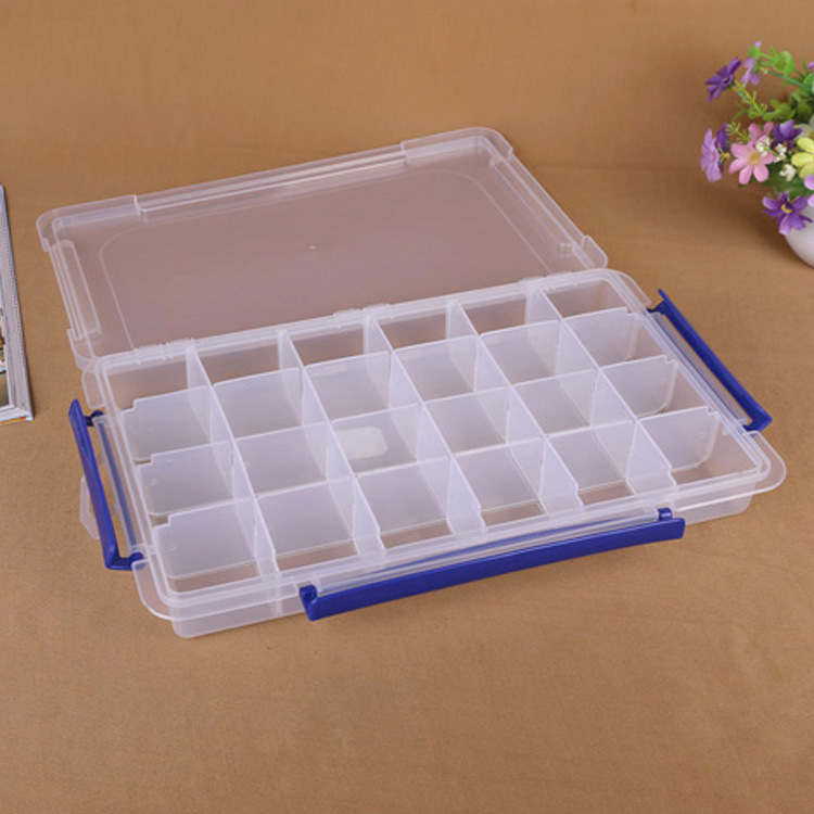 Large-sized 3-button 24-compartment detachable plastic box with lid, storage box, tool box, customizable logo manufacturer details Picture