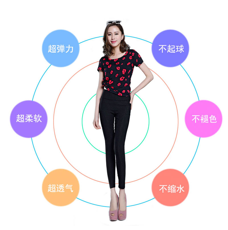 春夏秋款高腰小脚铅笔裤 九分弹力紧身薄款打底裤产品图