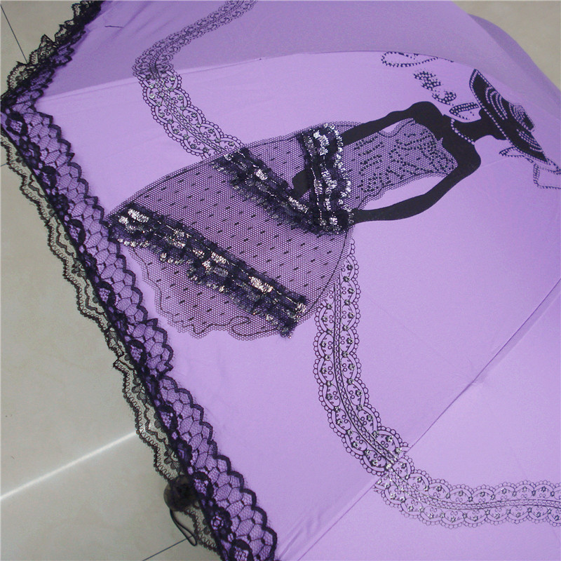 Lace border wind umbrella, ladylike style sun umbrella, UV protection sunshade umbrella details Picture