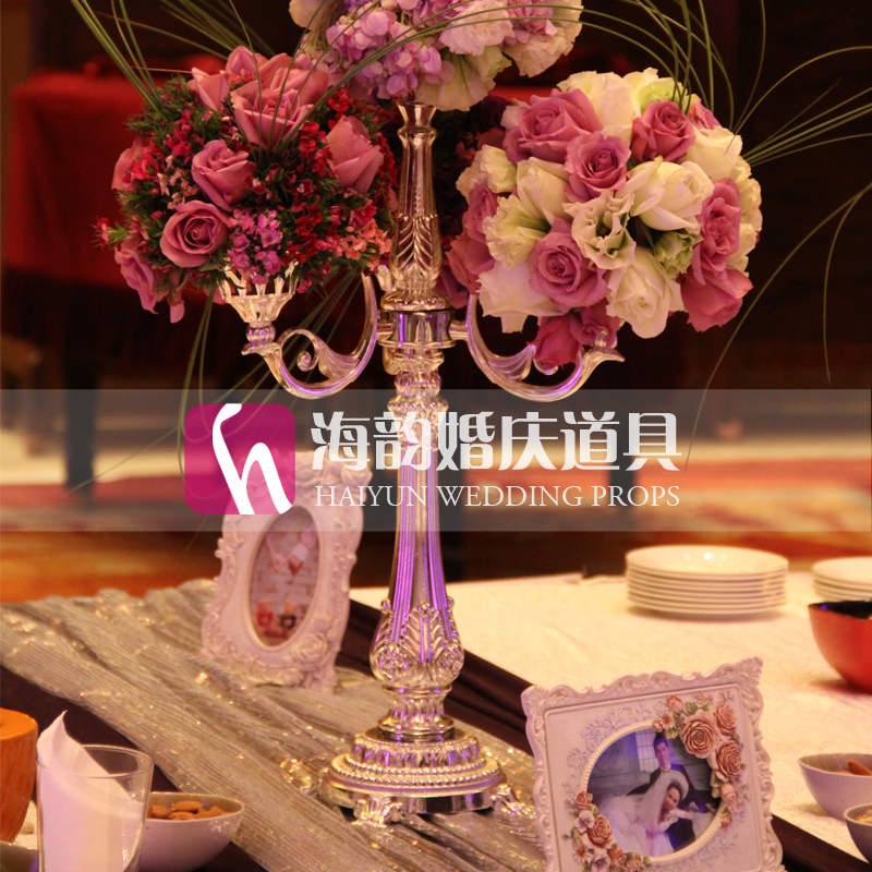 Yiwu Haiyun Wedding Props Wedding Supplies Candlestick Ornaments 6015- Silver-plated Candlesticks Specification image