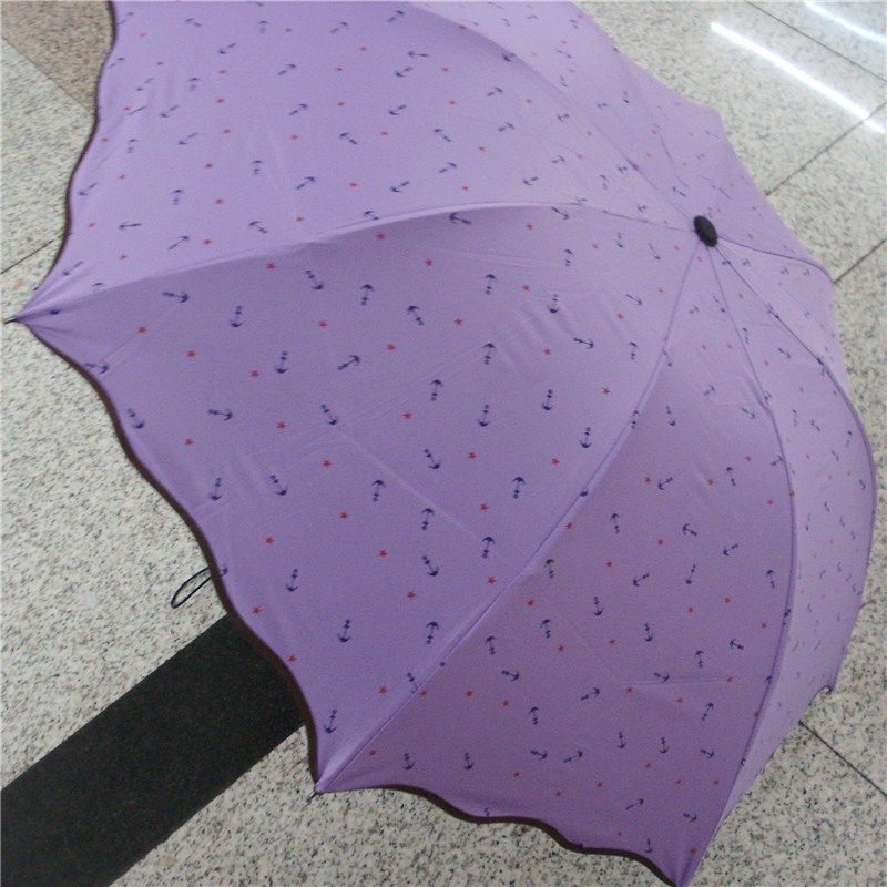 碎花晴雨伞防紫外线荷叶遮阳伞黑胶防晒太阳伞