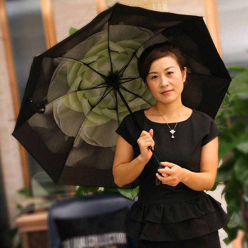2015款小黑伞超强防晒双层黑胶雨芭蕾产品图