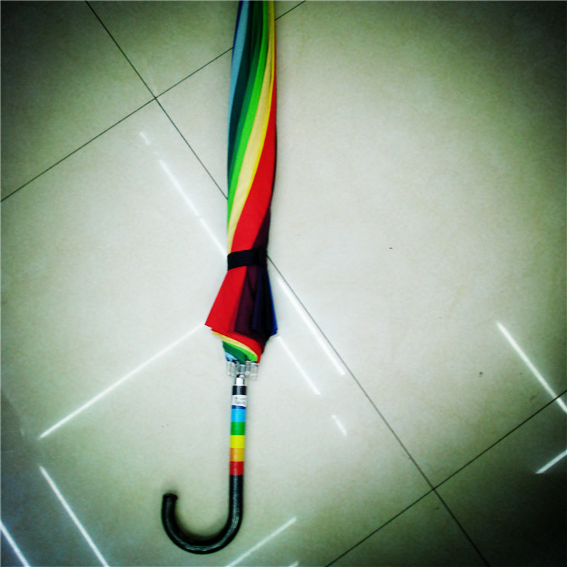 Korean version long-handled automatic super wind-resistant 14-color rain and sun protection rainbow umbrella Princess umbrella Application Scenario