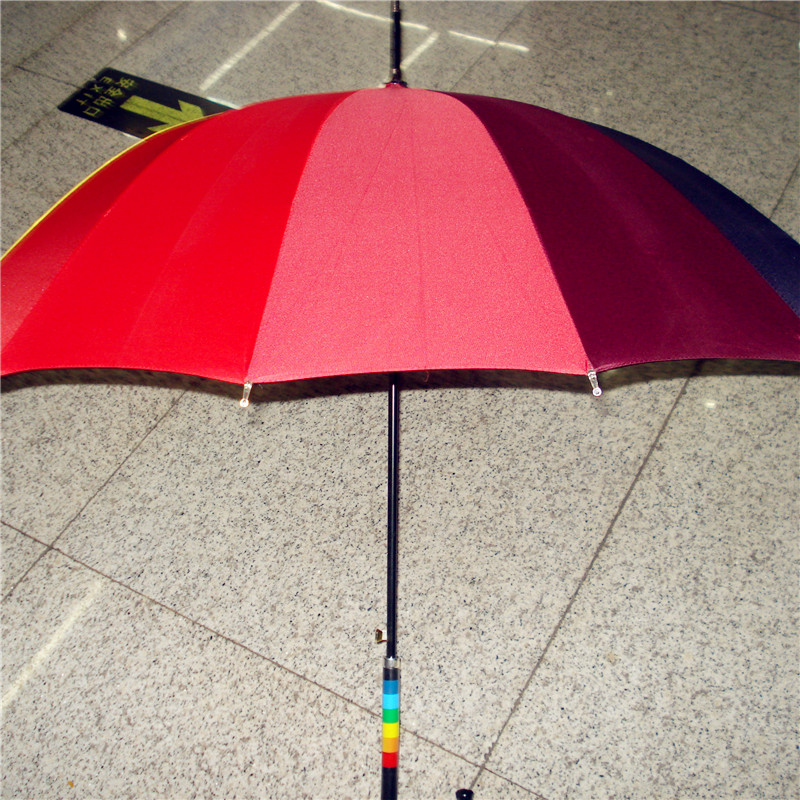 Korean version long-handled automatic super wind-resistant 14-color rain and sun protection rainbow umbrella Princess umbrella