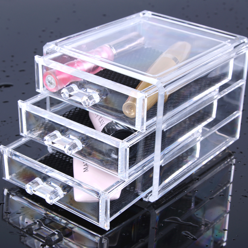 亚克力抽屉盒收纳盒化妆盒三层盒透明盒子2206