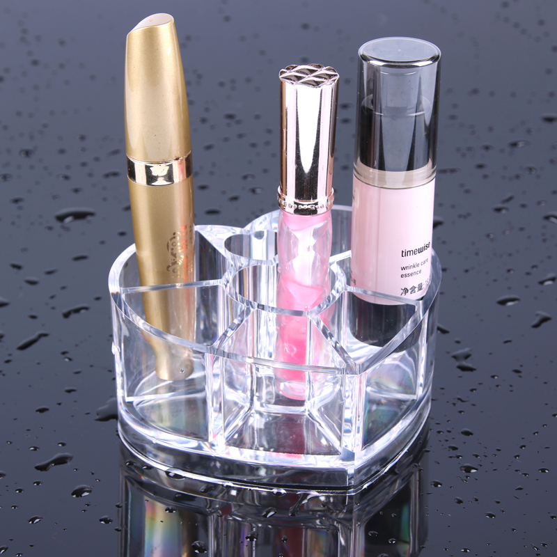 亚克力爱心格子收纳盒化妆格口红架透明盒子8821