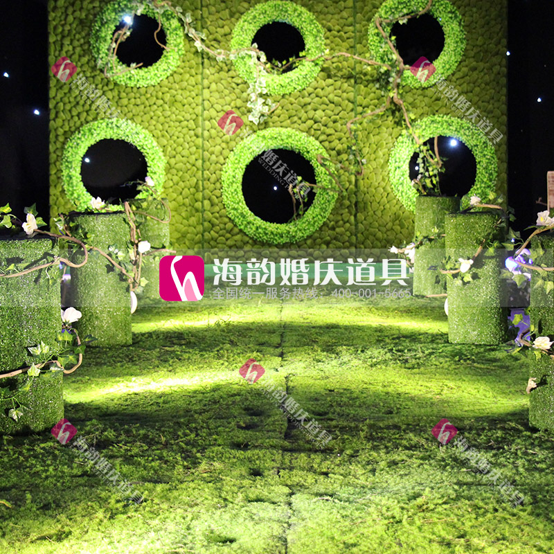 Haiyun wedding props, wedding supplies, forest-themed creative stone pillar guides, grass cylindrical guides Application Scenario