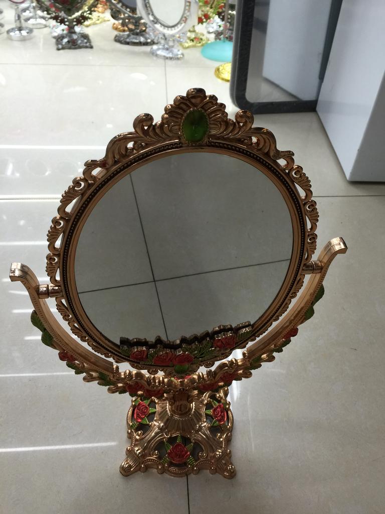 手柄化妆镜 简约镜子双面带放大功能梳妆镜 随身便携美容镜细节图