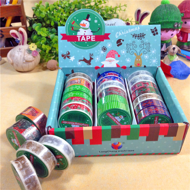 C1-1圣诞节和纸胶带系列之银辉12款24卷装展示礼品盒套装