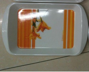 Four color options of small lightweight tray displayed together