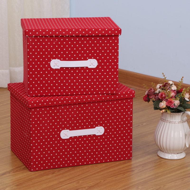 Large Polka Dot Linen Storage Box Storage Box Organizing Box Storage Box Storage Box Utility Box details Picture