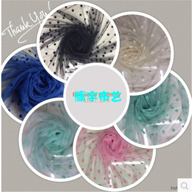 植绒中圆点网纱 夏裙服布料 服装面料 DIY饰品
