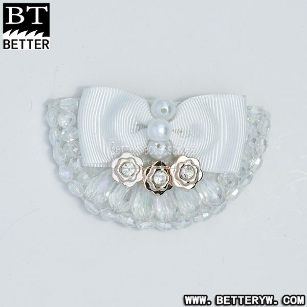 新款秋冬季单鞋布花 串珠钉珠鞋花 蝴蝶结 0718-55