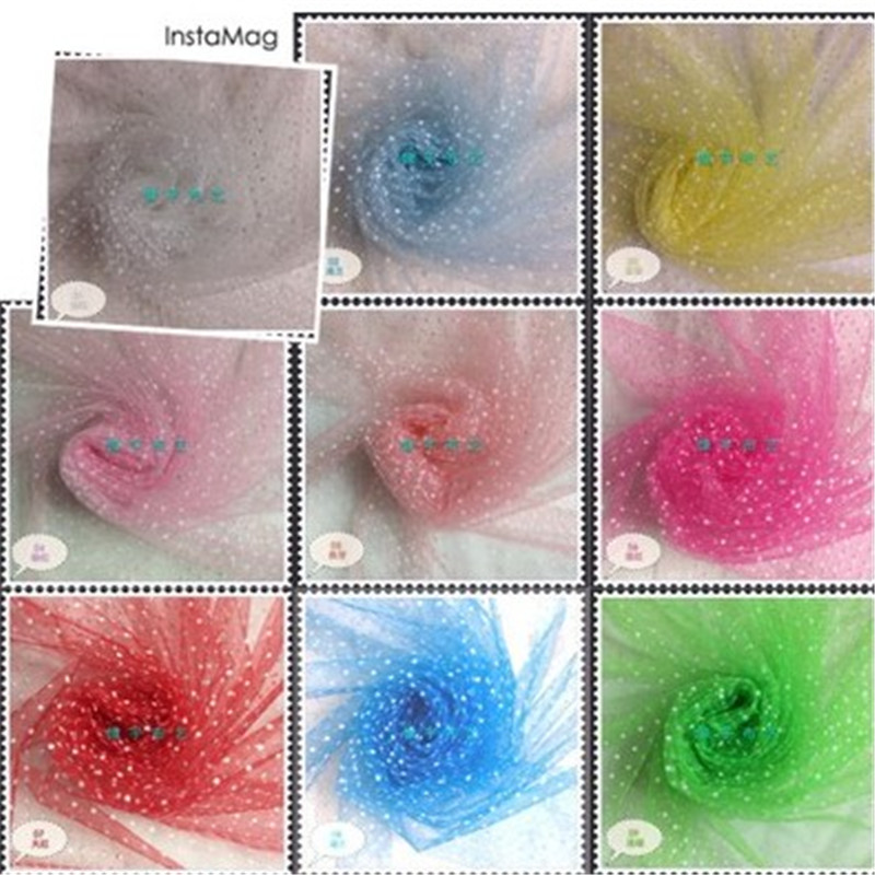 植绒小圆点网纱 舞台服装面料DIY饰品头饰布料