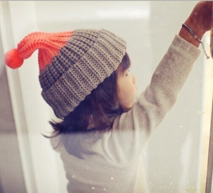 可爱拼色荧光色儿童套头帽撞色豆丁帽可爱儿童宝宝帽