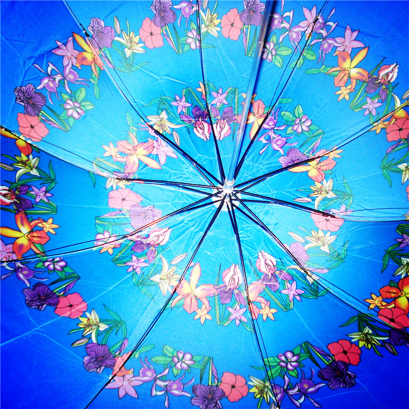 三折自动色丁创意女士折叠伞超大防紫外线遮阳伞详情图3