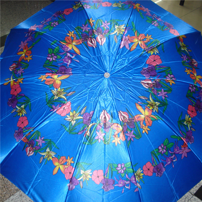 三折自动色丁创意女士折叠伞超大防紫外线遮阳伞详情图2