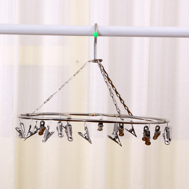 Hollow stainless steel hosiery clip 20 clip hosiery hanger circular hanger clothes hanger hook underwear clip thumbnail