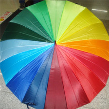 韩版长柄彩虹伞16骨素色长柄伞超大防风直杆伞