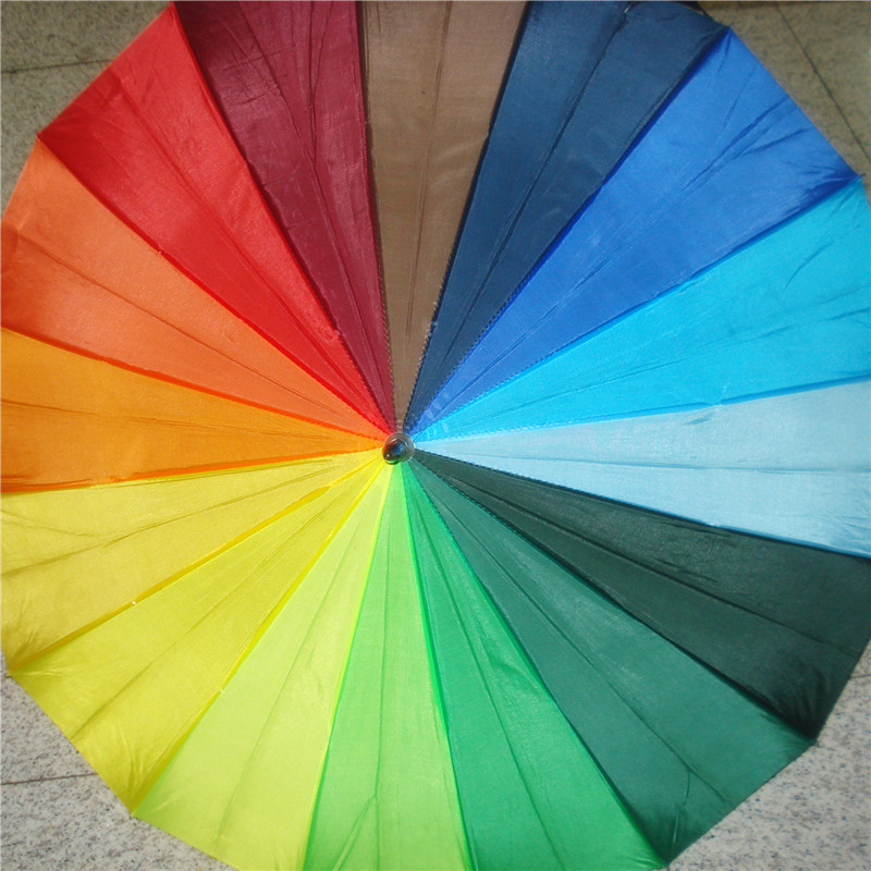韩版潮流风16色彩虹伞超强防风晴雨伞男女伞产品图