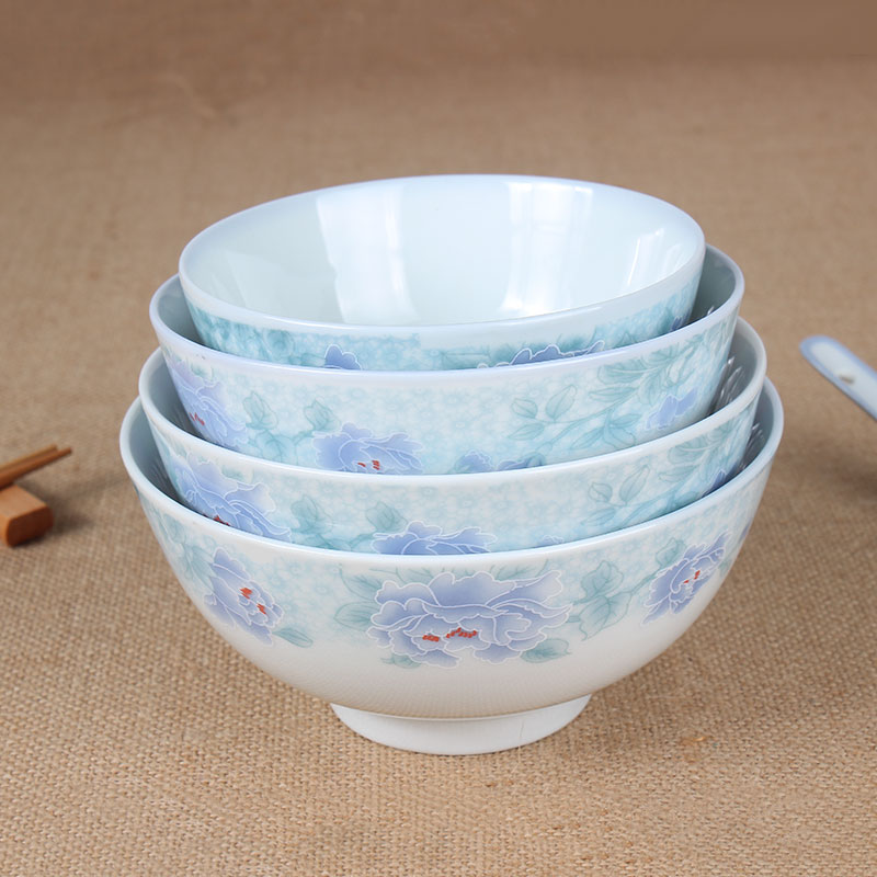 红杜鹃(8006) 晶玉贝瓷 釉下彩4.5寸直口碗陶瓷碗细节图