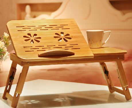 Bamboo folding computer desk natural Nanzhu thumbnail