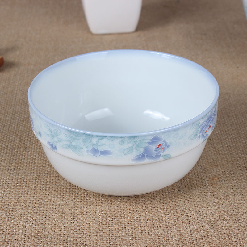 红杜鹃(8006) 晶玉贝瓷 釉下彩护边碗汤碗