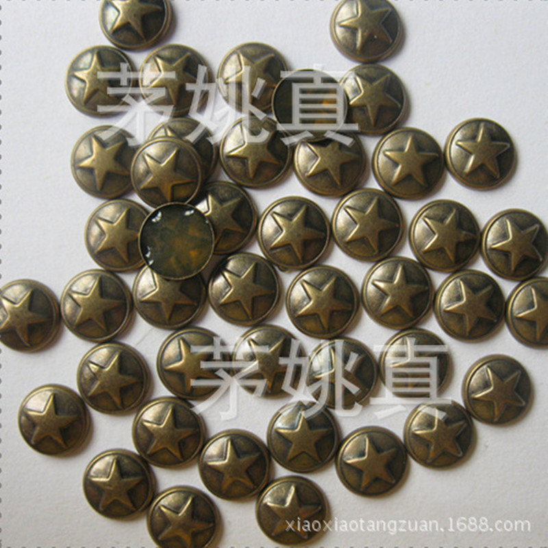 圆形铜烫片铜片8MM古铜色仿进口铜烫片五角星铜片