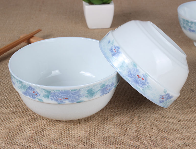 红杜鹃(8006) 晶玉贝瓷 釉下彩护边碗汤碗产品图