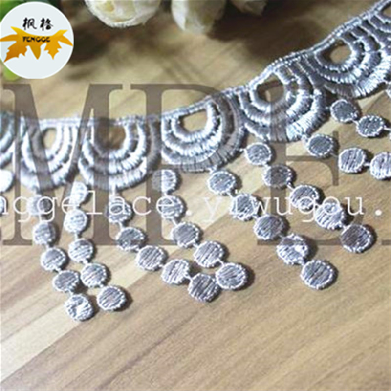 Factory direct sale of exquisite silver-gray polka dot drawstring lace