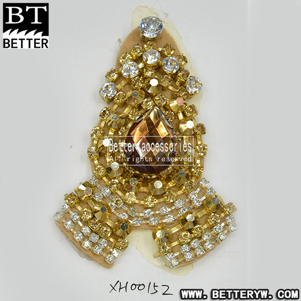 新款拖鞋鞋花凉鞋 串珠钉珠鞋花 蝴蝶结xh00105