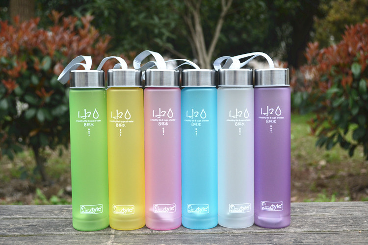 创意H2O透明直身情侣棒棒杯可爱学生摔不破迷你塑料水杯