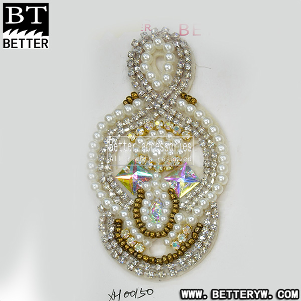 新款拖鞋鞋花凉鞋布花 串珠钉珠鞋花 蝴蝶结xh00151产品图