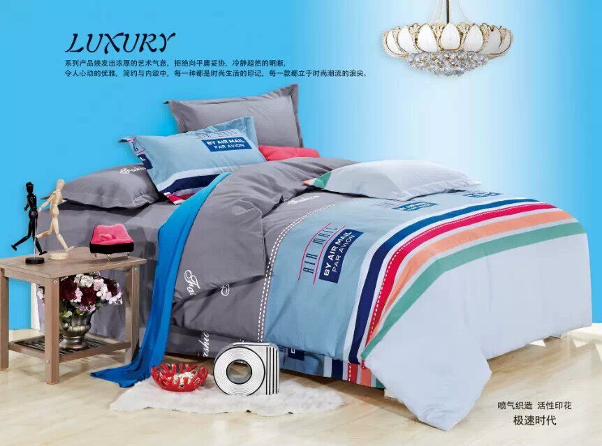 4-piece set, bedding, long-staple cotton manufacturer, cheap, brushed, printed, foreign trade