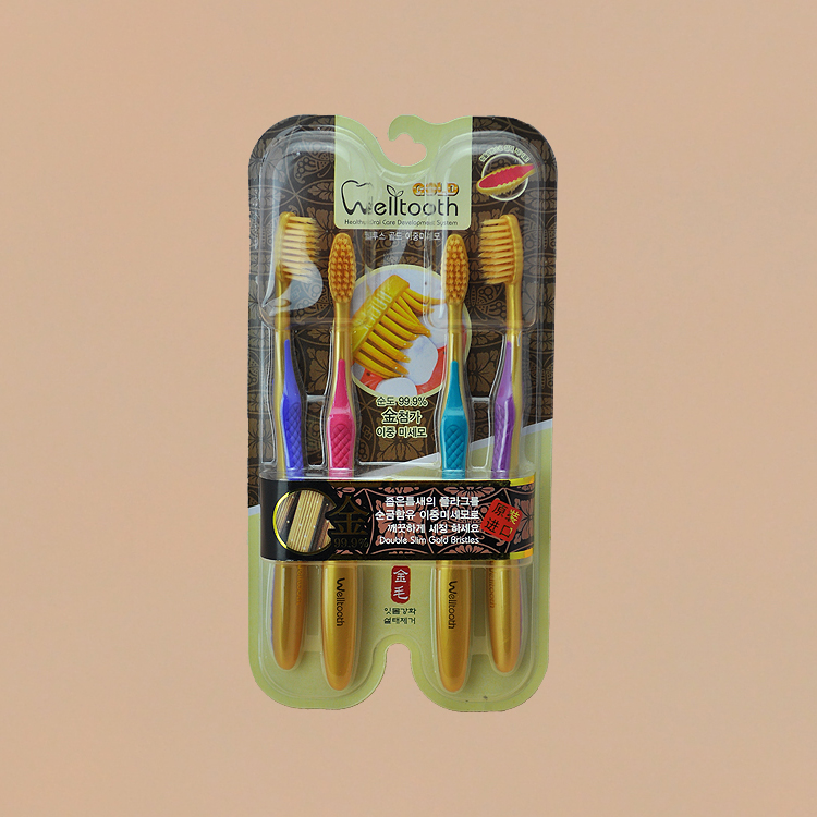 牙刷批发 韩文615-4 刷毛牙刷 原装进口