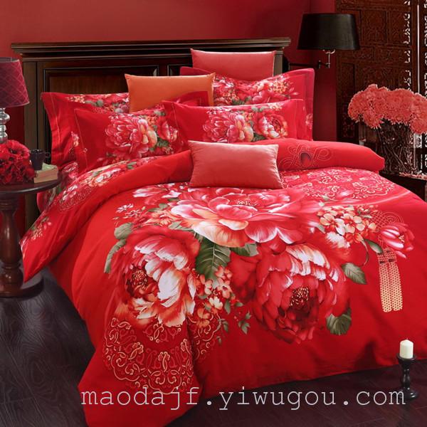 All-cotton active brushed four-piece bedding set, wedding supplies, Imperial Palace Delight Application Scenario