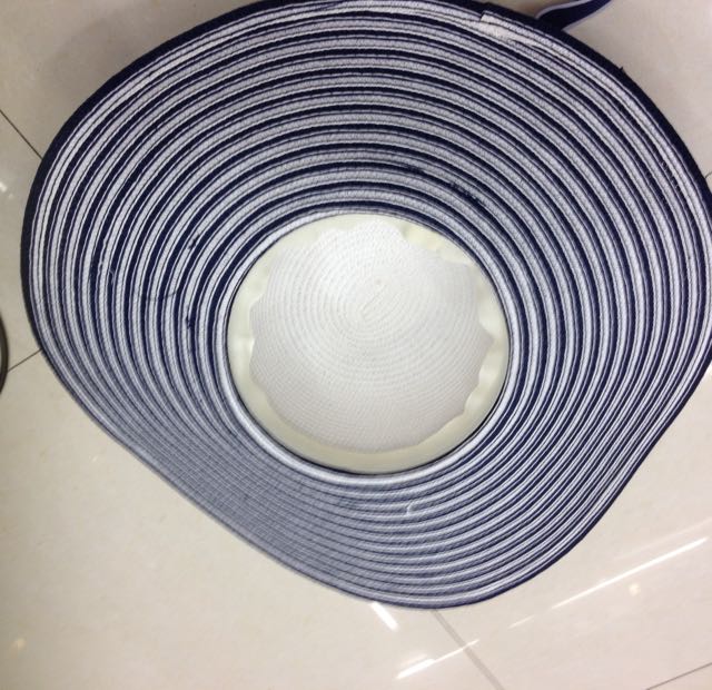 大帽子草帽 女士草帽条纹大边沙滩帽 草帽细节图