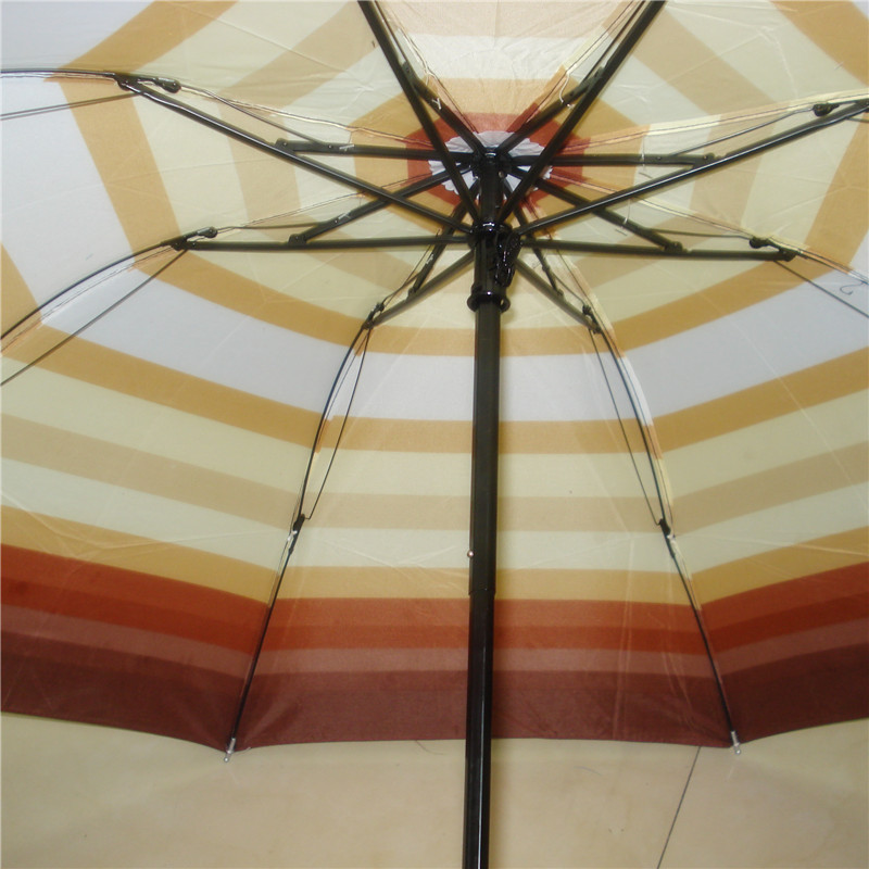 Fresh striped umbrella, four-color striped contrasting three-fold umbrella, creative folding umbrella details Picture