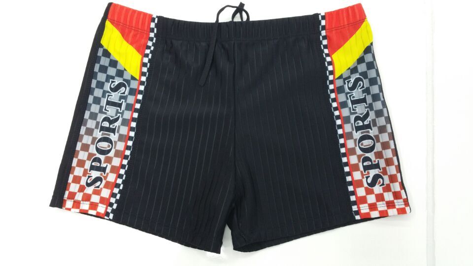 Drain line quick dry flat corner patchwork printed men's swimming trunks full figure
