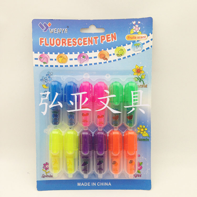 Suction card Mini Highlighter 12 gift pens set Creative stationery 6 colors
