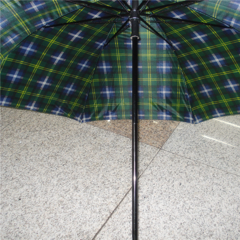 格子纯色加大长柄伞拉簧伞架超强防风晴雨伞详情图4