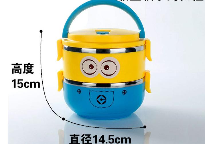 Minions stainless steel insulated lunch box Cartoon cute insulated bucket student double bento box children double thumbnail