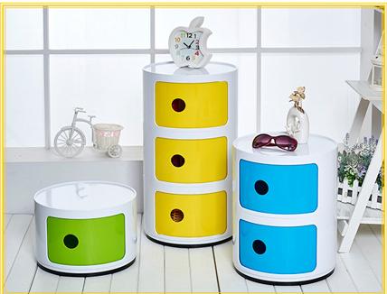 厂家直销塑料带门抽屉储物柜 简约多功能收纳小床头柜圆形收纳柜