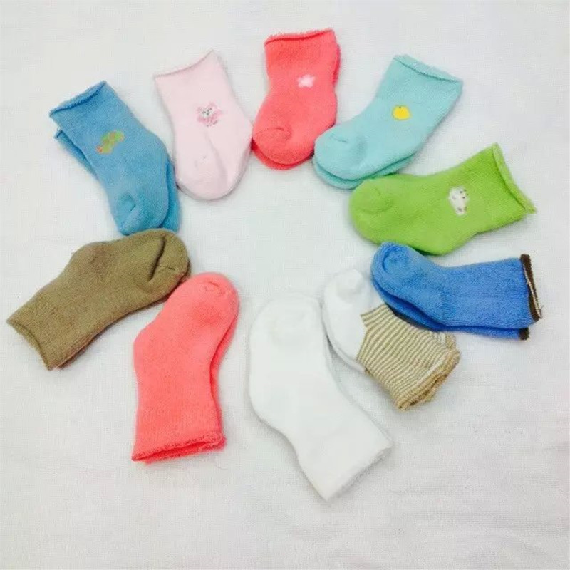 母婴用品尾单批发全棉毛圈新生儿袜可爱童袜细节图