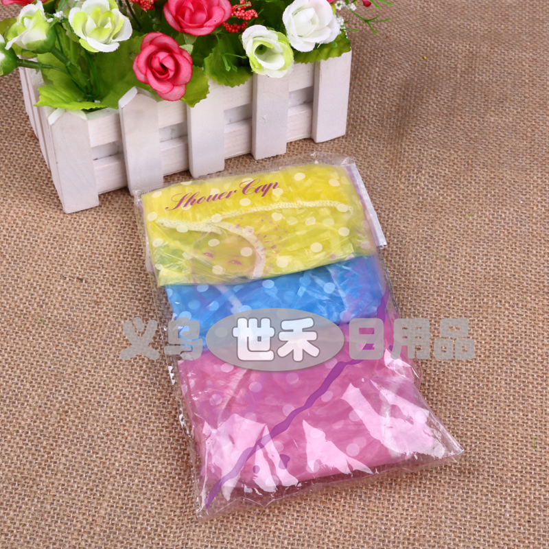 防水沐浴帽子 高档时尚复古点点浴帽