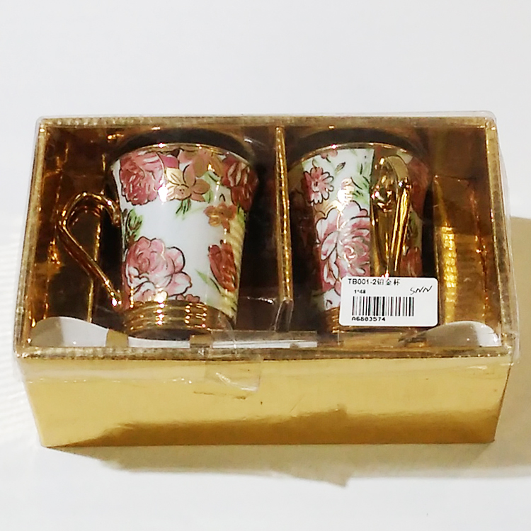 Ten-yuan store supply: Ceramic cup series, milk cup, couple cup, TB001-2 platinum cup Specification image