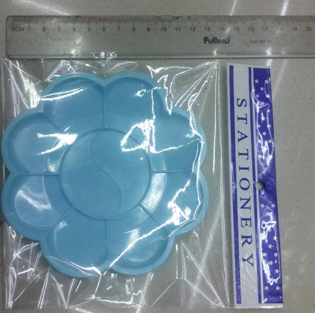 调色盘 塑料调色盘 蓝色圆形调色盘细节图