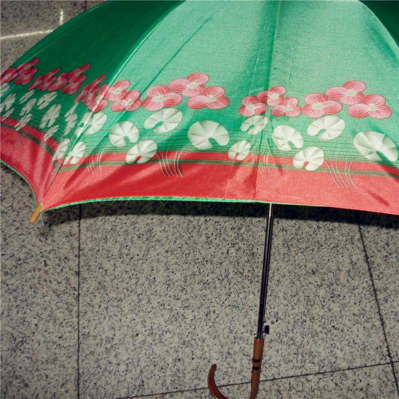 双层涤花伞长柄伞清新晴雨伞超强防风伞遮阳伞